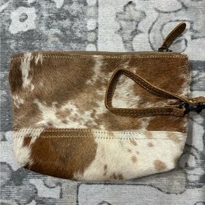 Myra Bag Tan and Cream Wristlet